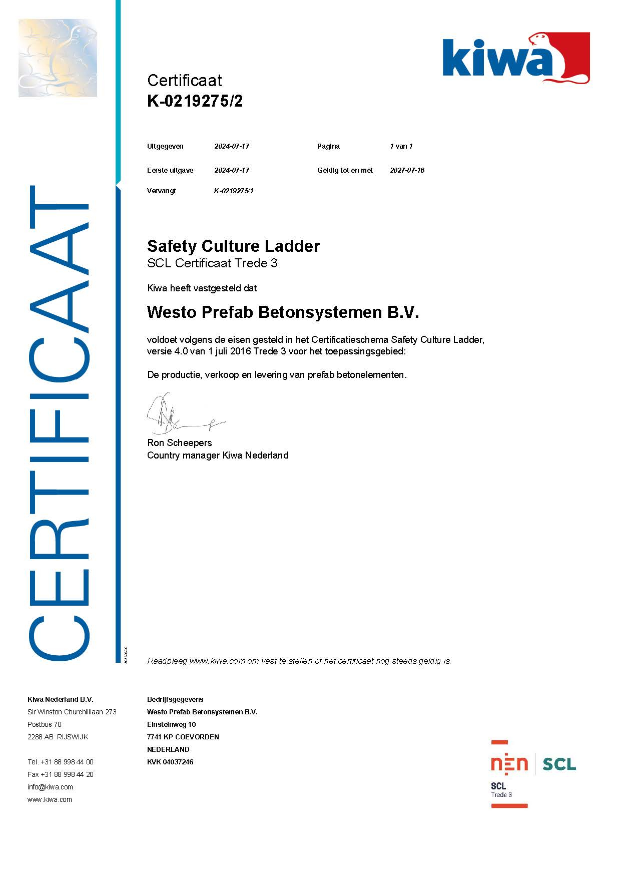 KIWA-certificering SCL